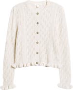 Treasure & Bond Pointelle Ruffle Edge Cardigan