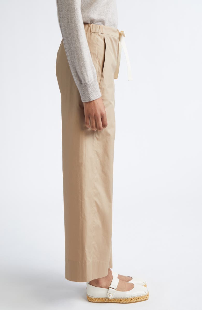 Max Mara Argento Drawstring Crop Wide Leg Cotton Trousers, Alternate, color, Desert
