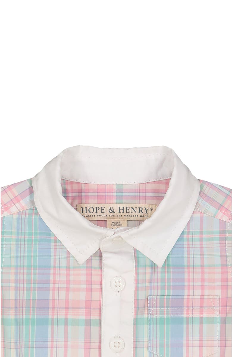 Hope & Henry Baby Poplin Button Front Romper, Infant, Alternate, color, 