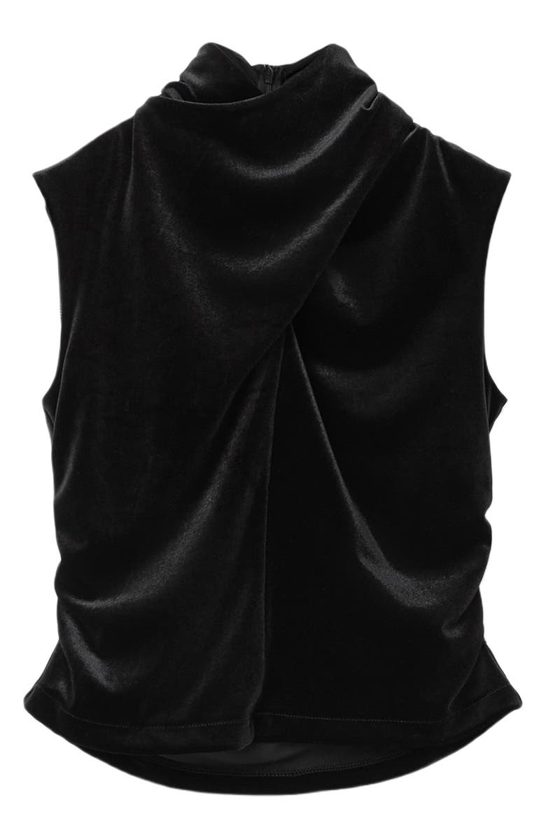 AllSaints Tia Twist Neck Velvet Tank, Alternate, color, Black
