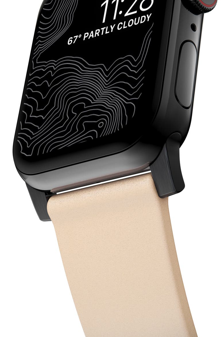 Modern Leather Apple Watch® Strap, Alternate, color, BLACK/ NATURAL