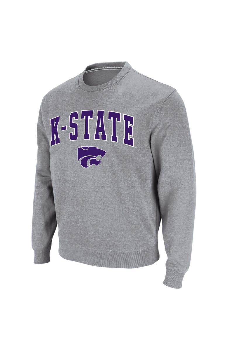 COLOSSEUM Men's Colosseum Heather Gray Kansas State Wildcats Arch & Logo Crew Neck Sweatshirt, Alternate, color, Heather Gray
