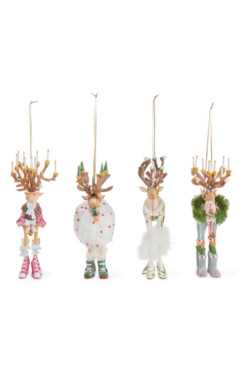Patience Brewster Dash Away 4-Piece Reindeer Ornament Set