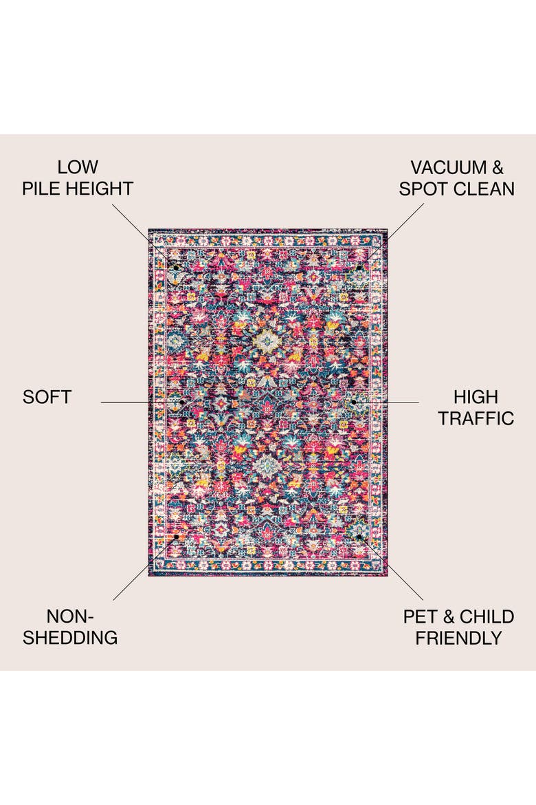 Modern Persian Boho Floral Area Rug, Alternate, color, Multi/Purple