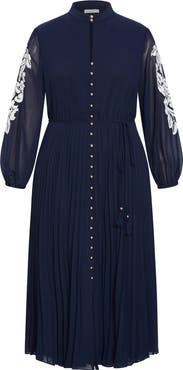 City Chic Adorn Pleated Long Sleeve Maxi Dress