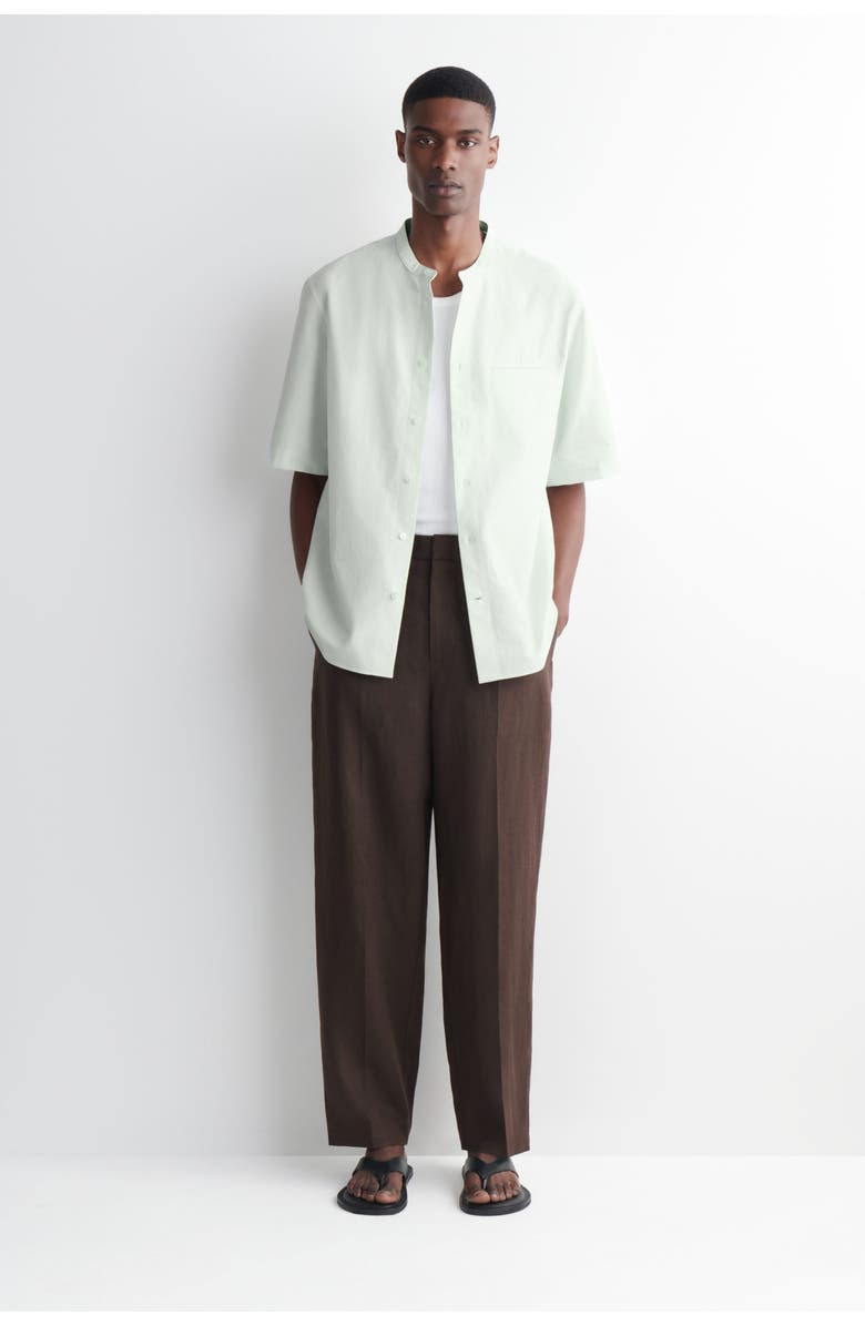 COS Grandad-collar Short-sleeved Shirt, Alternate, color, Light Green