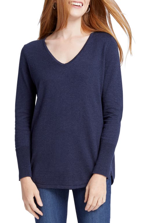 Nic + Zoe Vital Balloon Sleeve Recycled Cotton Blend Sweater In Dark Indigo