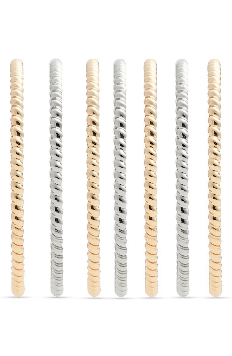 Nordstrom Set of 7 Stacking Rings, Alternate, color, Gold- Silver