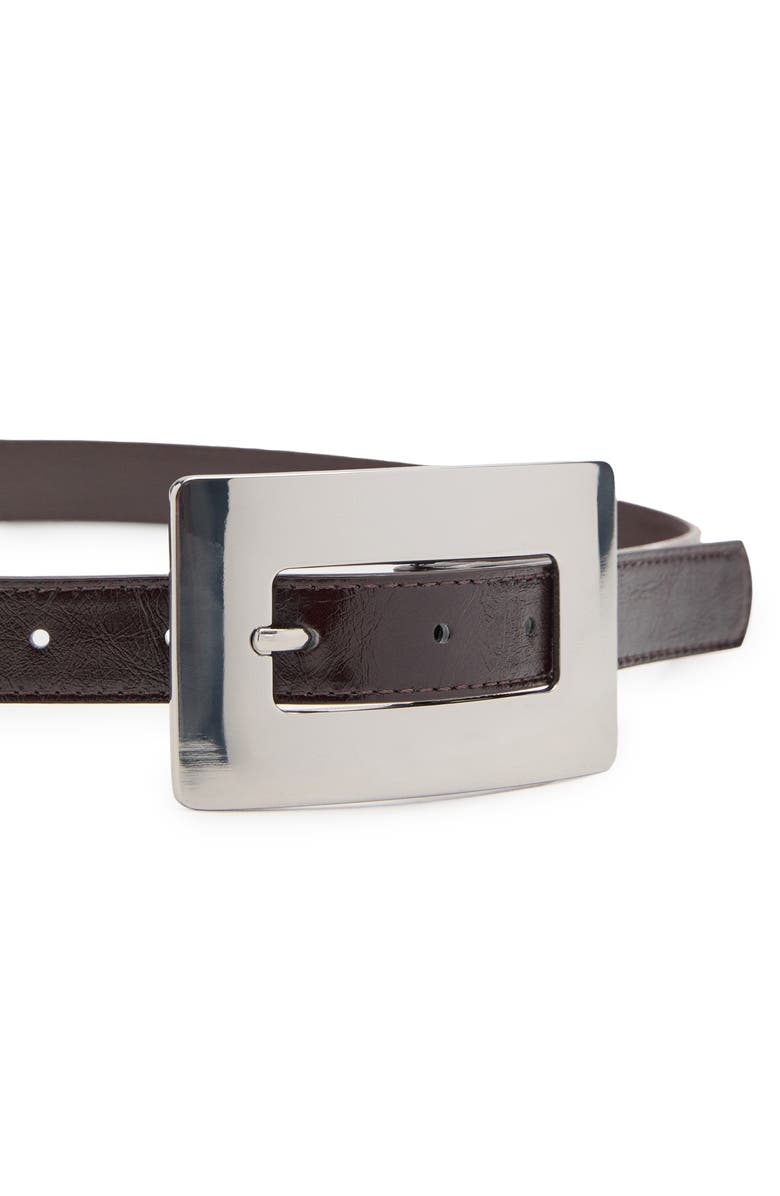 MANGO Maxi Buckle Slim Faux Leather Belt, Alternate, color, 