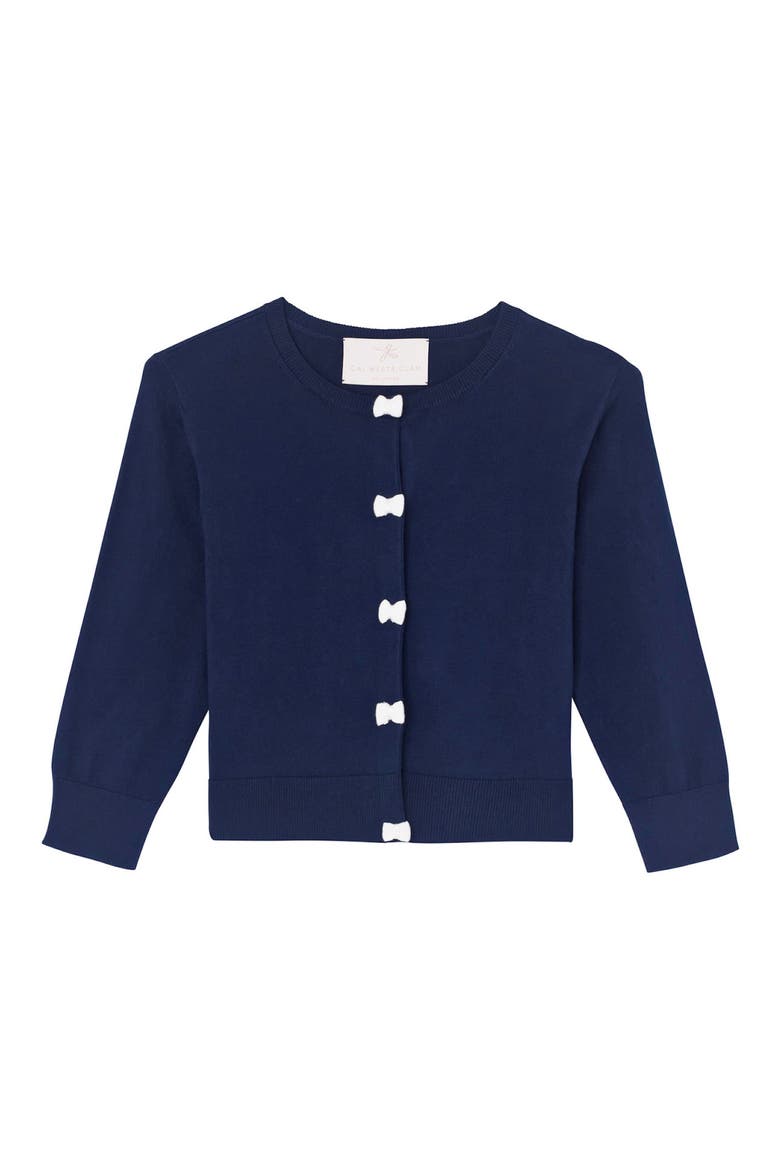 Iris Bow Placket Cardigan, Alternate, color, NAVY