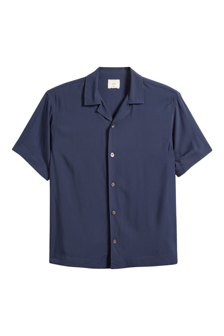 Valbonne Boxy Fit Solid Camp Shirt, Main, color, NAVY- 12