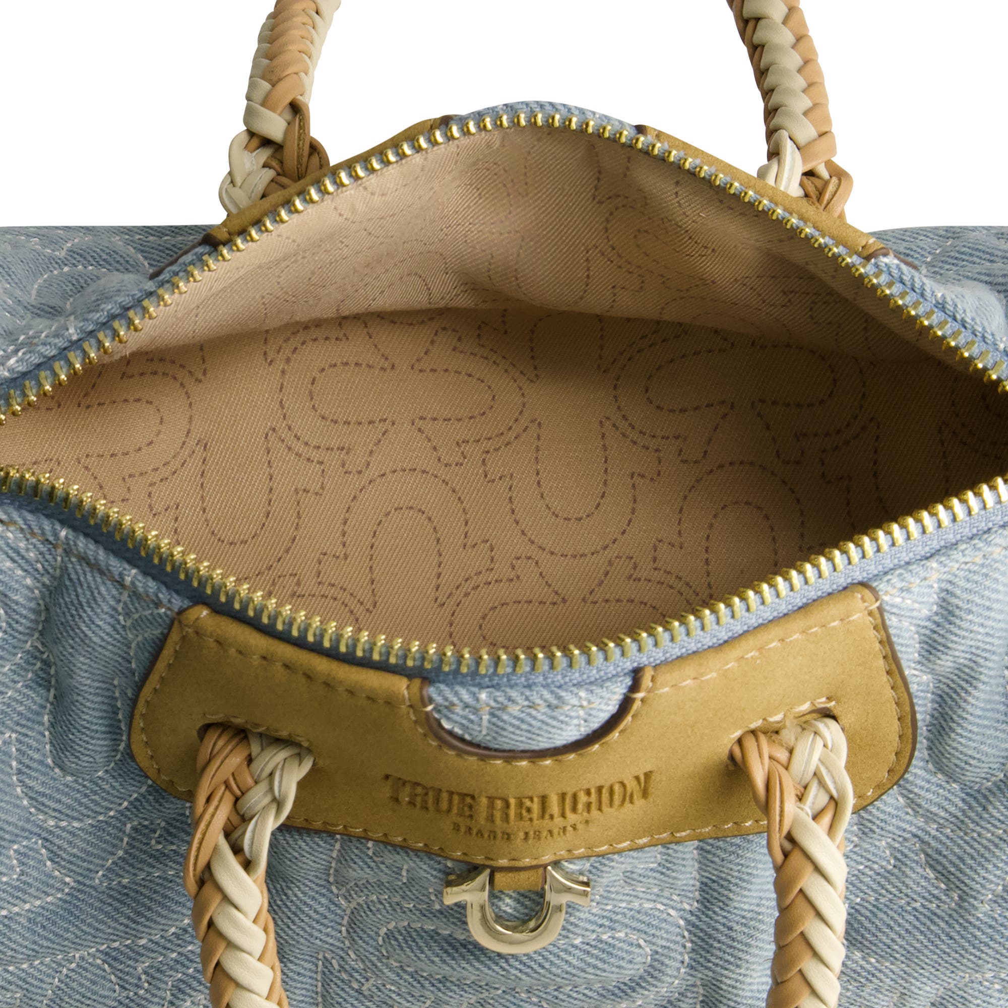 True Religion Quilted Horseshoe Mini Duffel Crossbody Bag, Alternate, color, Denim