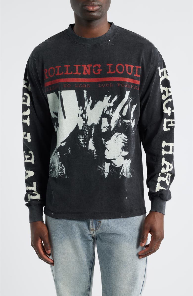 Rolling Loud Rage Graphic Long Sleeve T-Shirt, Main, color, Washed Black