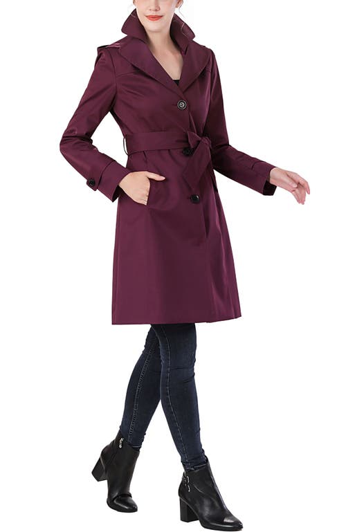 Kimi & Kai Adel Hooded Trench Coat In Burgundy