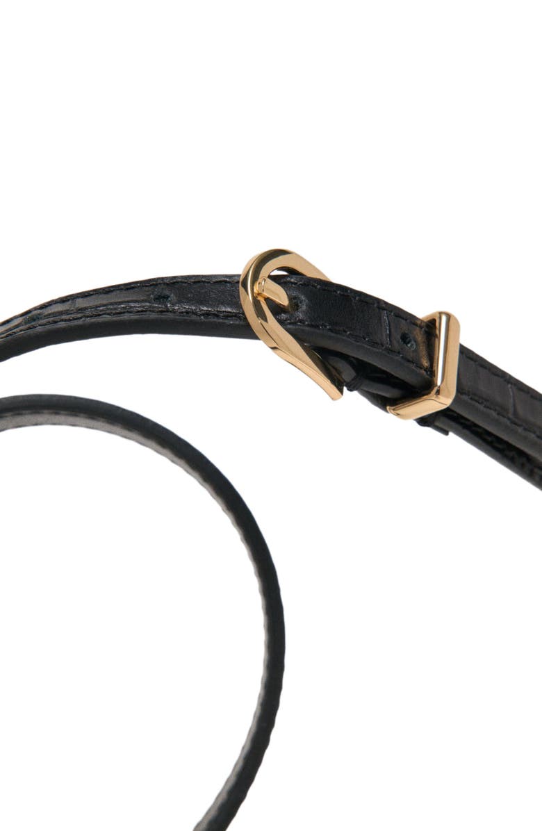 maje Slim croc-effect leather belt, Alternate, color, Black
