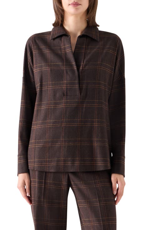 Plaid Wool Blend Flannel Top