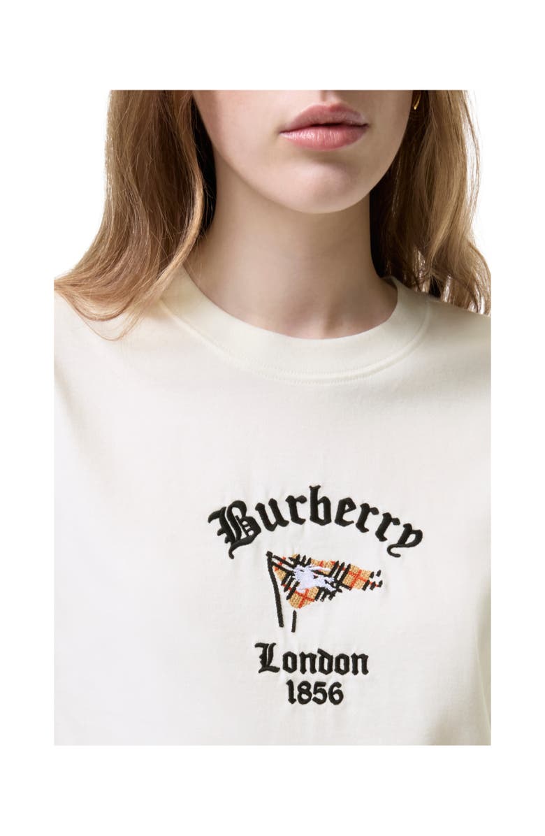 Burberry Check Flag Cotton T-shirt, Alternate, color, Chalk White