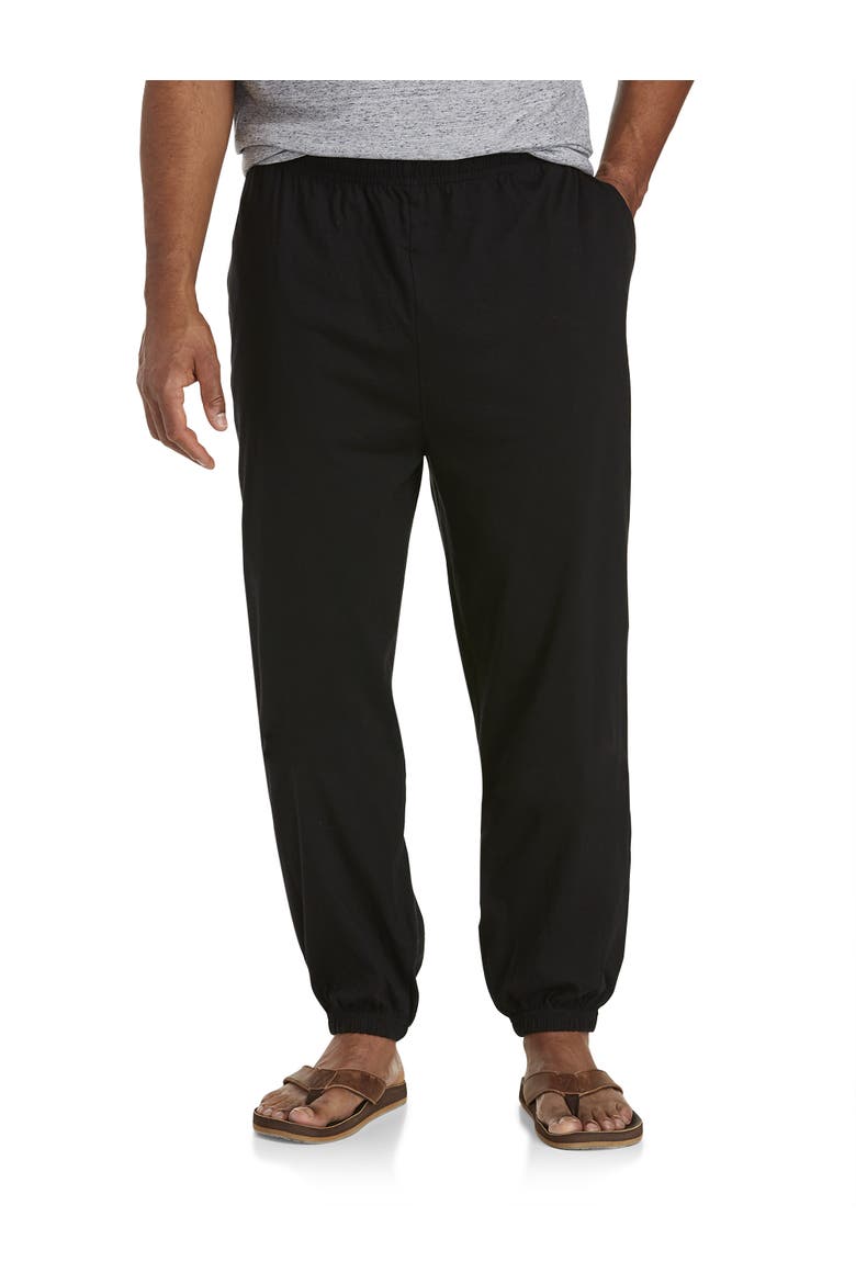 Big & Tall Cinched-Hem Jersey Pants, Main, color, BLACK