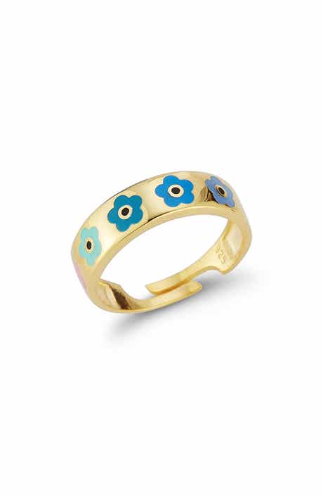 Enamel Flower Adjustable Ring