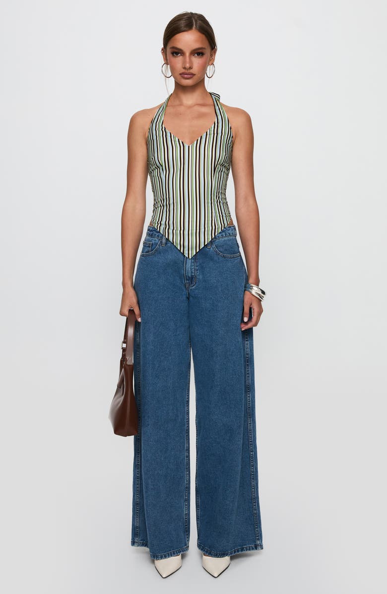 Princess Polly High Gear Stripe Smocked Halter Top, Alternate, color, Multi