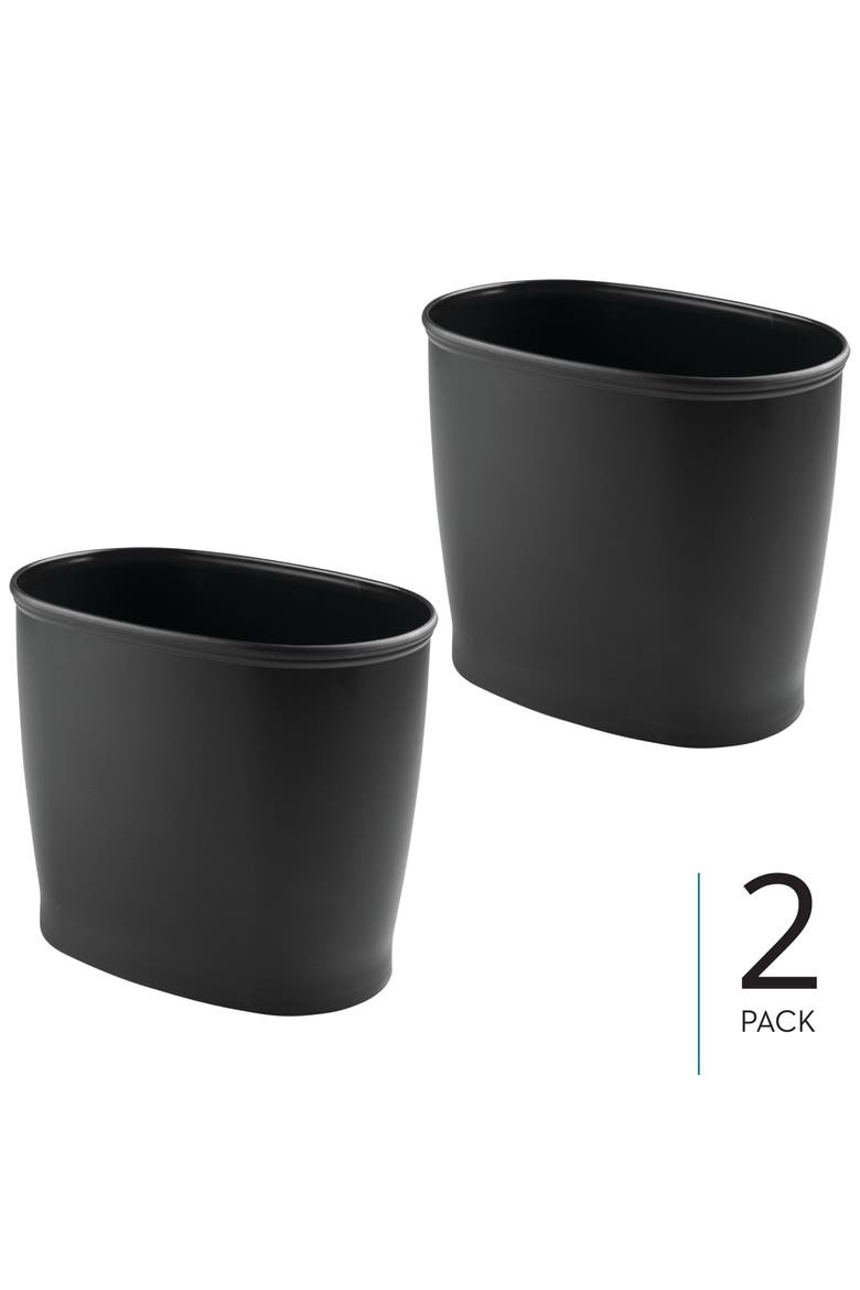 Oval 2.1 Gallon / 8 Liter Plastic Trash Can, 2-Pack, Black, Made in USA, Alternate, color, Matte Black