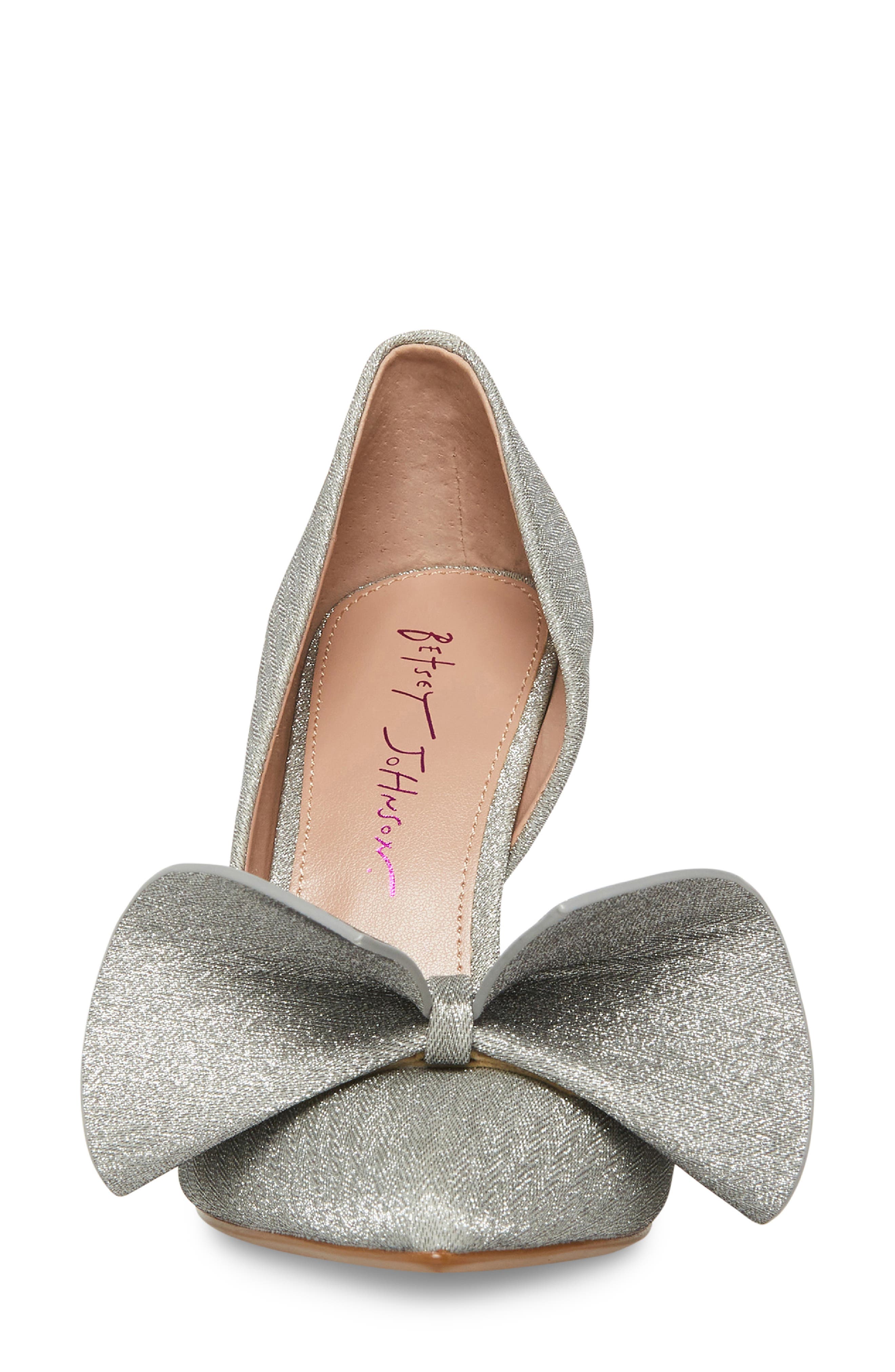 Betsey Johnson Nobble Half d'Orsay Pointed Toe Pump, Alternate, color, Silver