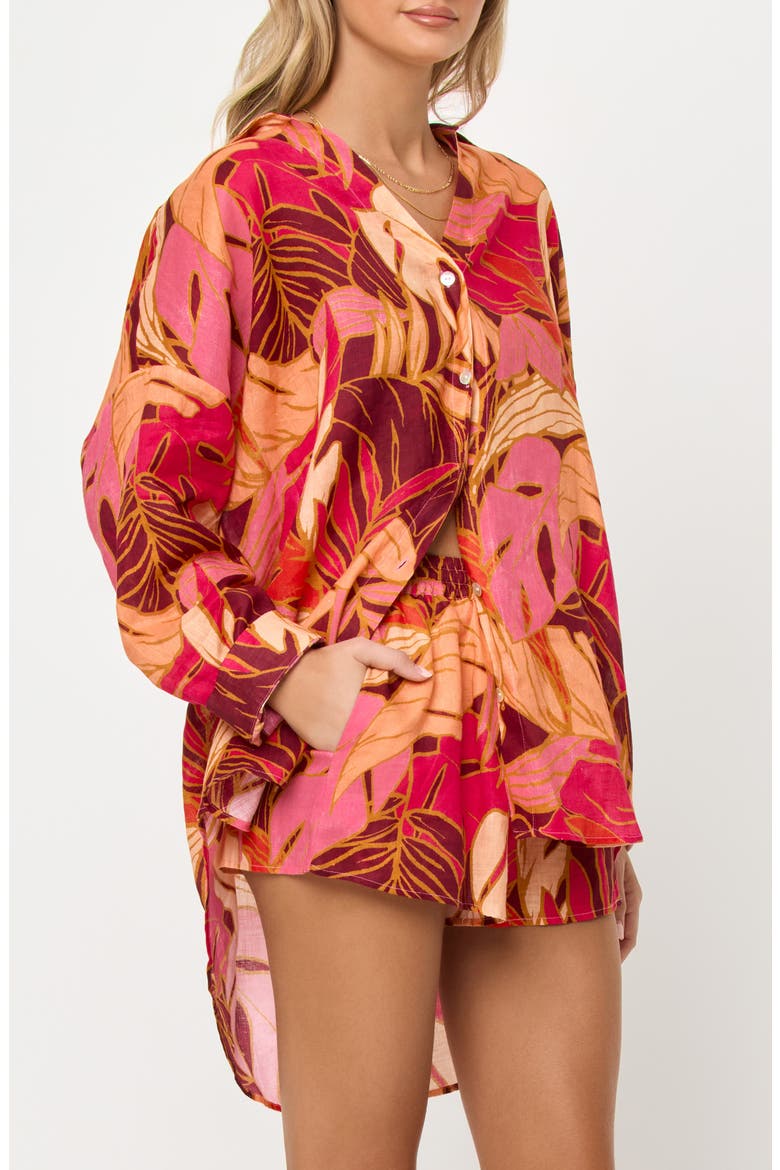 Rio Linen Cover-Up Tunic, Alternate, color, LEAF IT TO ME