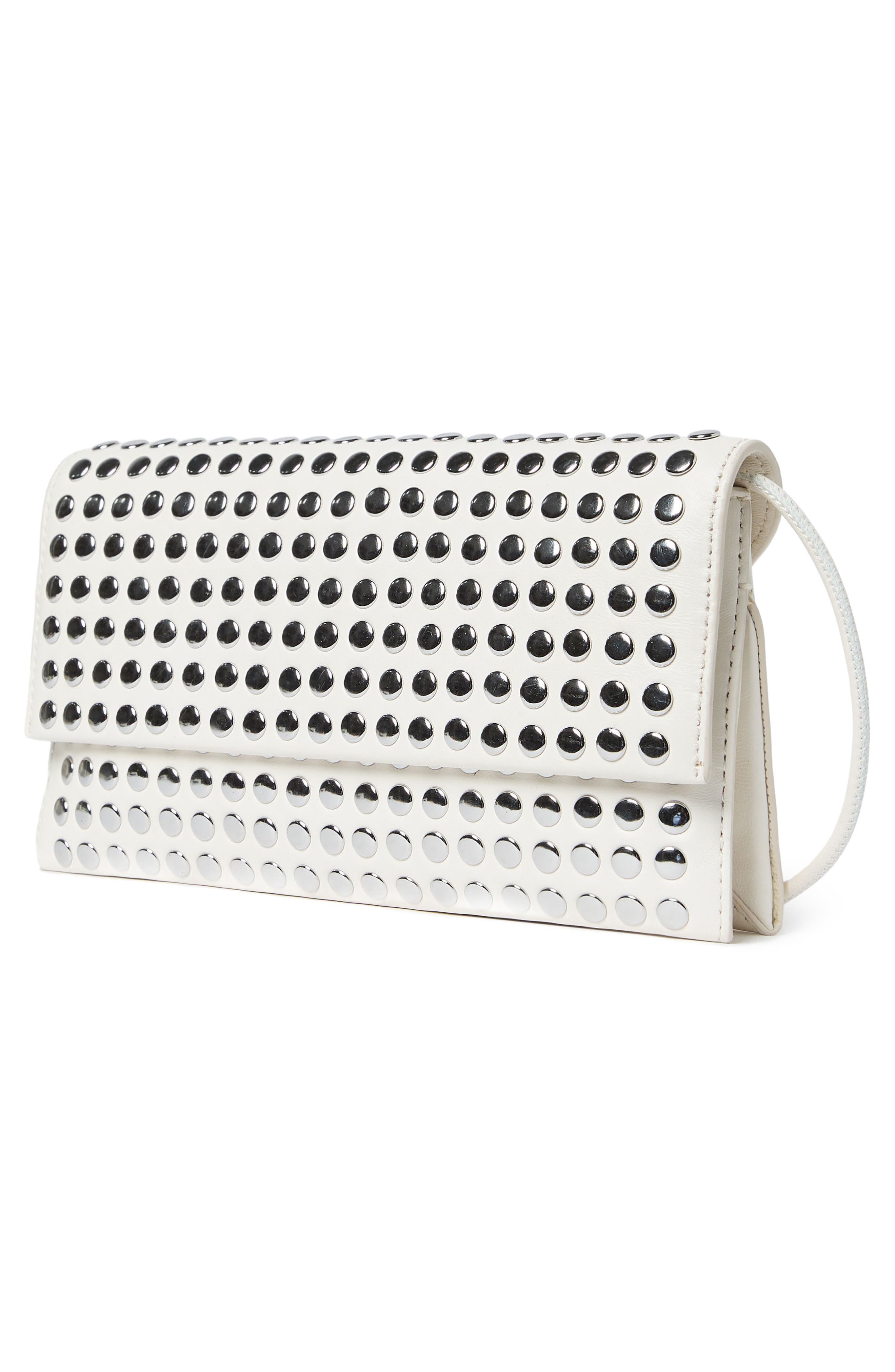 Loeffler Randall Charlee Flap Clutch, Alternate, color, Ecru/ Silver