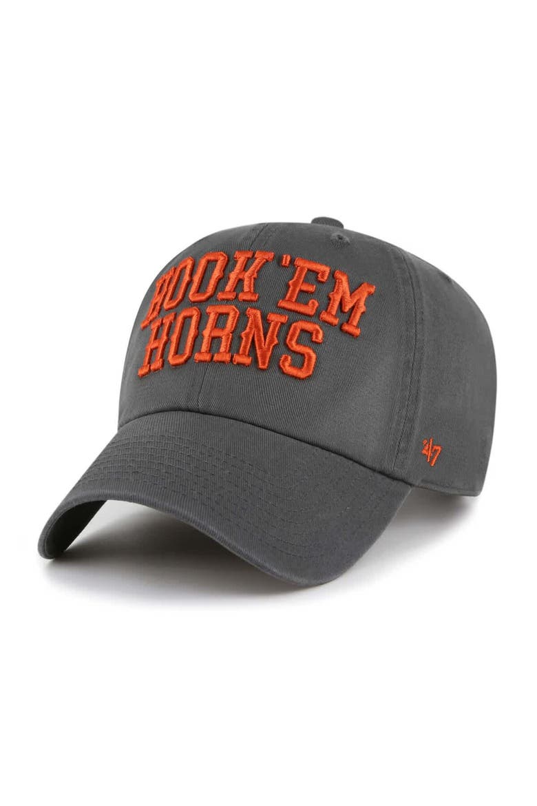 Men's '47 Charcoal Texas Longhorns Clean Up Adjustable Hat, Main, color, Charcoal