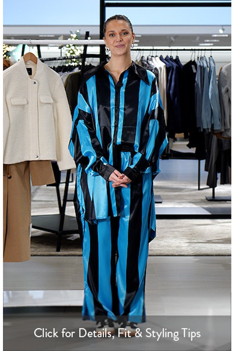 Posh Stripe Oversize Satin Button-Up Shirt & Pants Set video