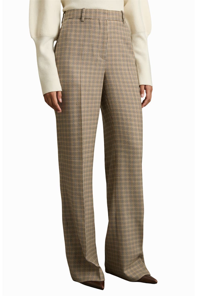 Vida Wool Wide Leg Pants, Main, color, BROWN CHECK