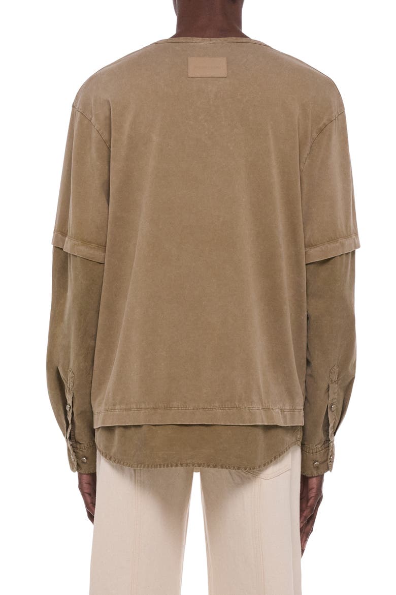 Layered Long Sleeve Cotton T-Shirt, Alternate, color, OCHRE