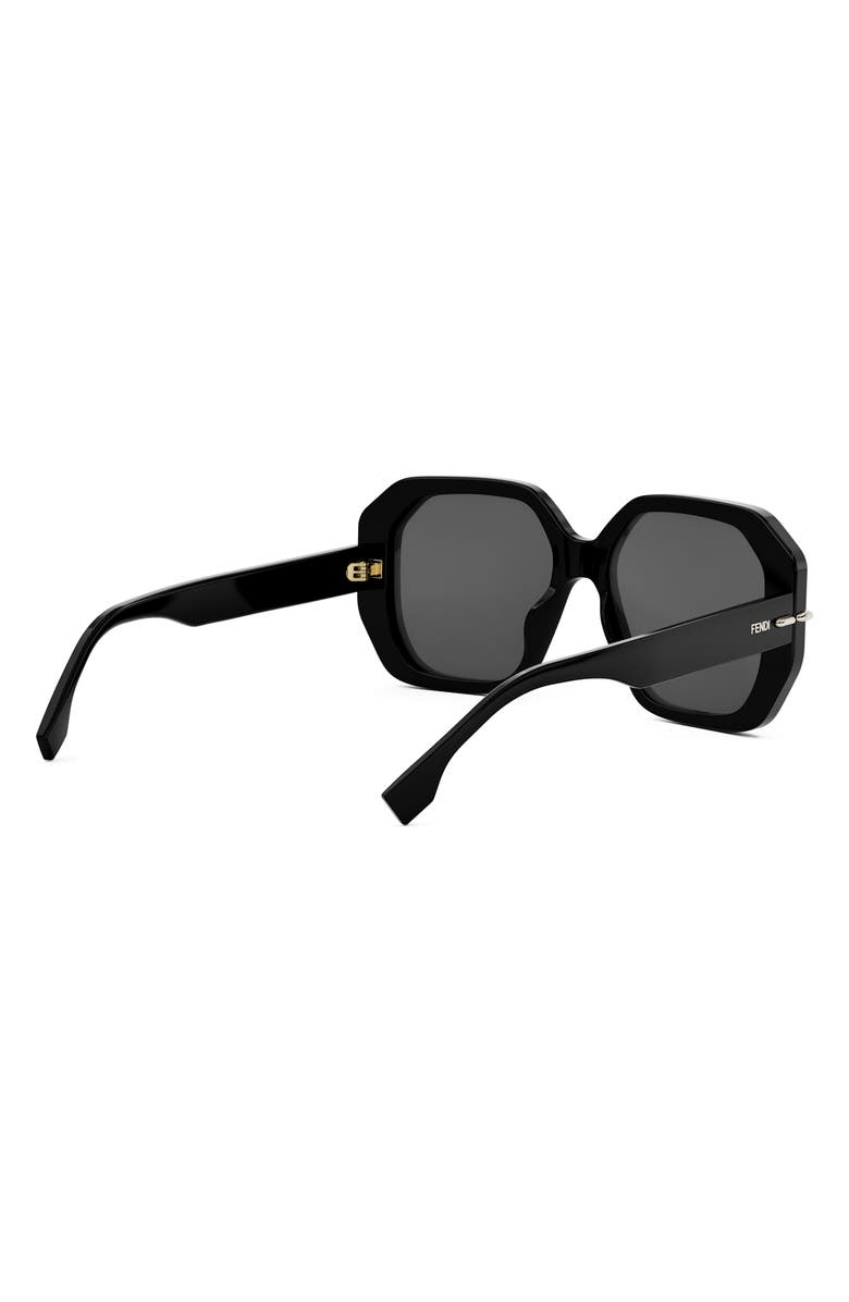 Fendi Selleria Square Sunglasses, Alternate, color, Shiny Black / Smoke Mirror