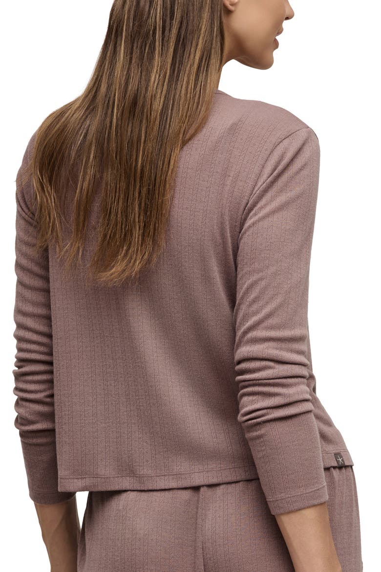 Scalloped Pointelle Cardigan, Alternate, color, SABLE