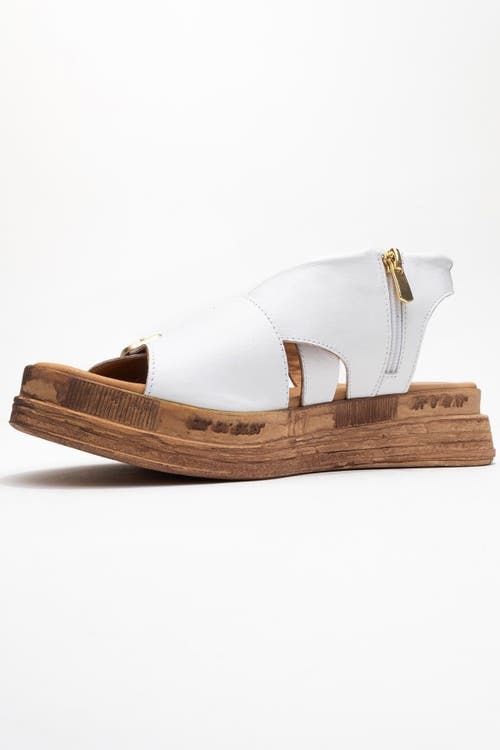 Forever & Always Shoes Levine Leather Buckled Side-zip Sandal In White