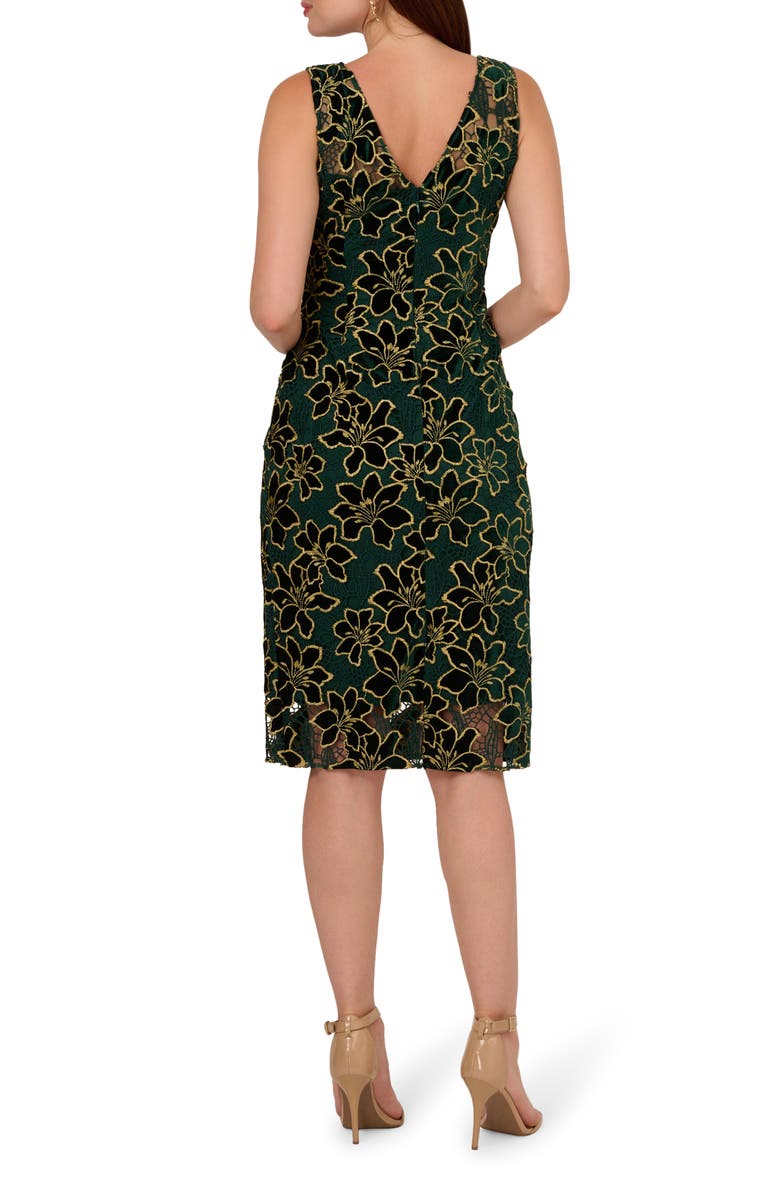 Adrianna Papell Floral Embroidered Metallic Sheath Dress, Alternate, color,