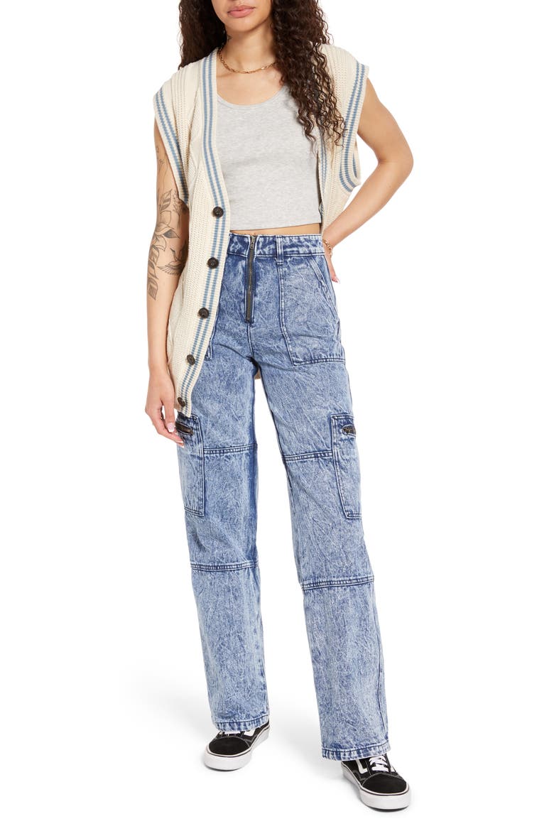 Oversize Cable Knit Cotton Blend Vest, Alternate, color, IVORY DOVE