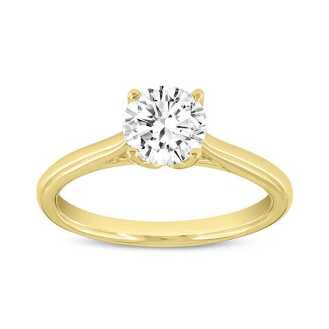 Neli 14K Yellow Gold Round Shape Lab Grown Diamond Solitaire Ring - 1 Ct
