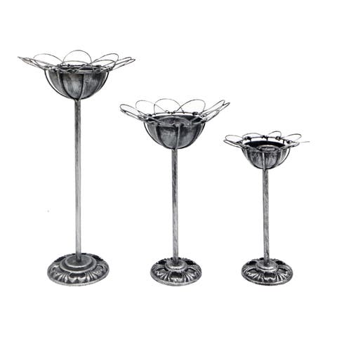 Candle Holder with Petal Style Wire Rim Set of 3