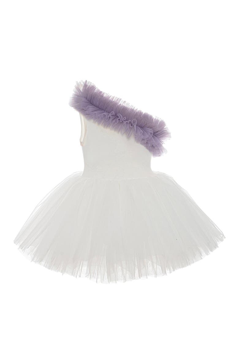Fiona One Shoulder Ruffle Tulle Dress, Alternate, color, White Lily Lilac Ruffle