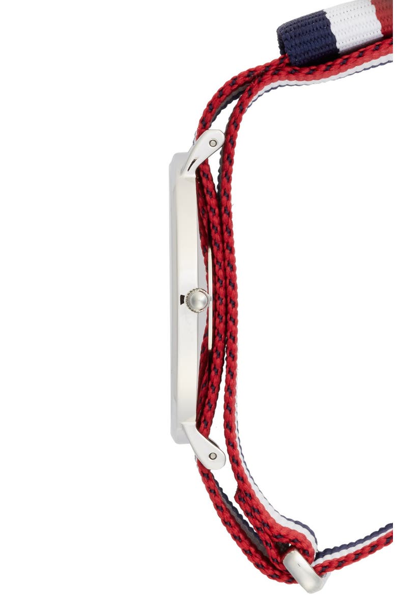 'Classic Cambridge' NATO Strap Watch, 40mm, Alternate, color, RED/ WHITE/ BLUE/ SILVER