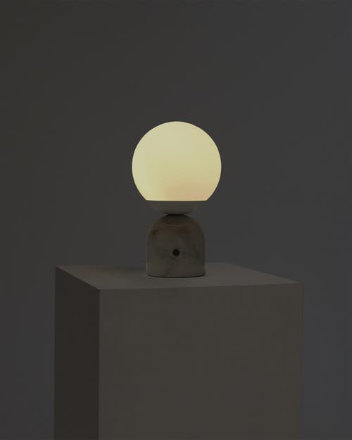 Brightech Mila 9.85" Marble Led Bedside Table Lamp With Built-in 3-way Dimmer In White