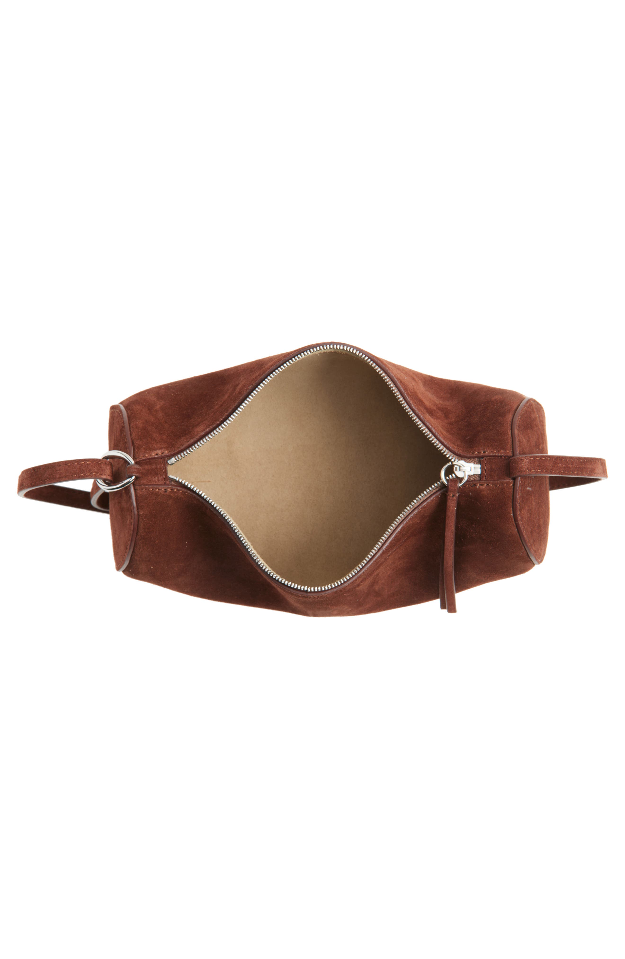 Reformation Simona Cylinder Shoulder Bag, Alternate, color, Espresso Suede