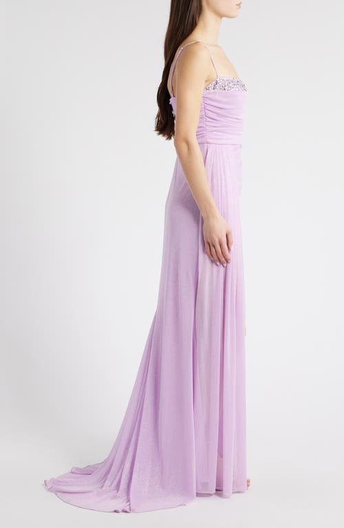 Jump Apparel Glitter & Rhinestone Gown In Neutral