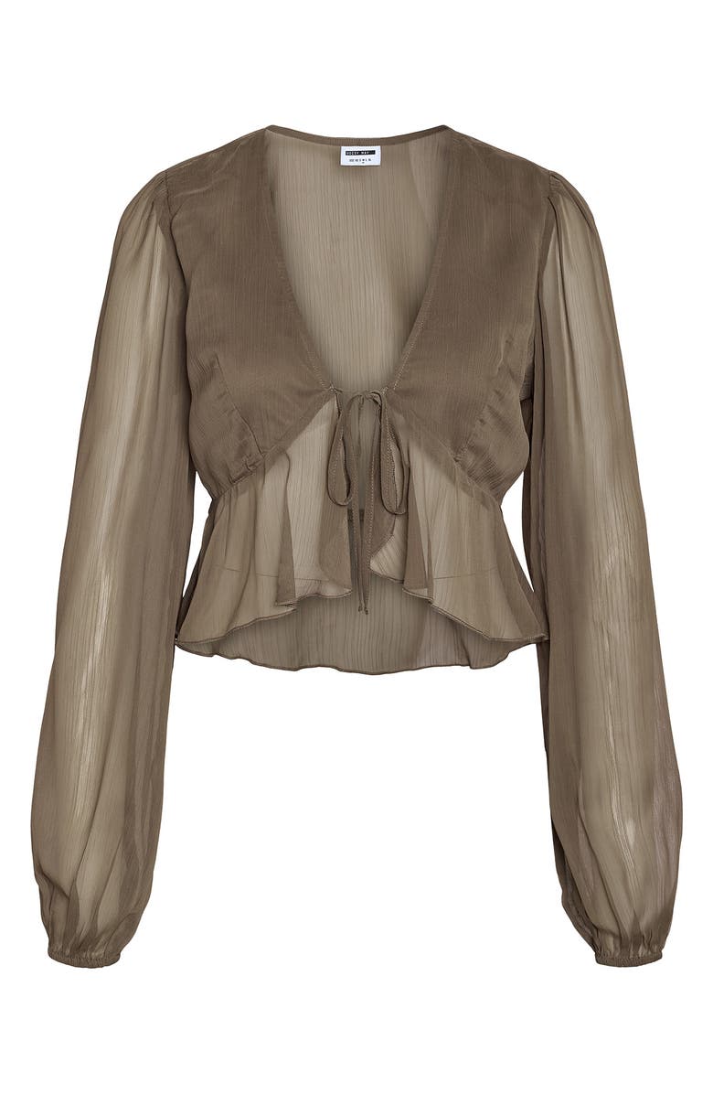 Noisy may Valery Front Tie Crop Top, Alternate, color, Morel