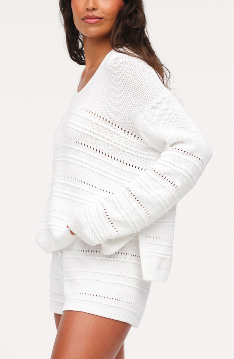 nuuds Marine V-Neck Cotton Sweater, Alternate, color, White