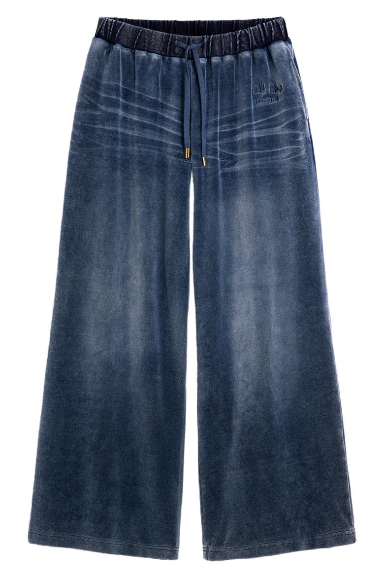 Cotton Blend Velour Drawstring Pants, Alternate, color, NAVY BLUE