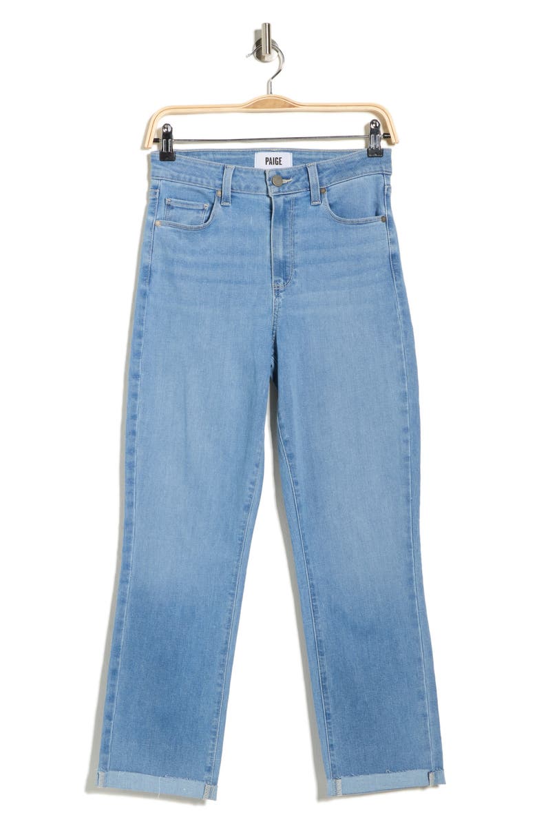PAIGE Brigitte High Waist Raw Hem Straight Leg Jeans, Alternate, color, Tirza