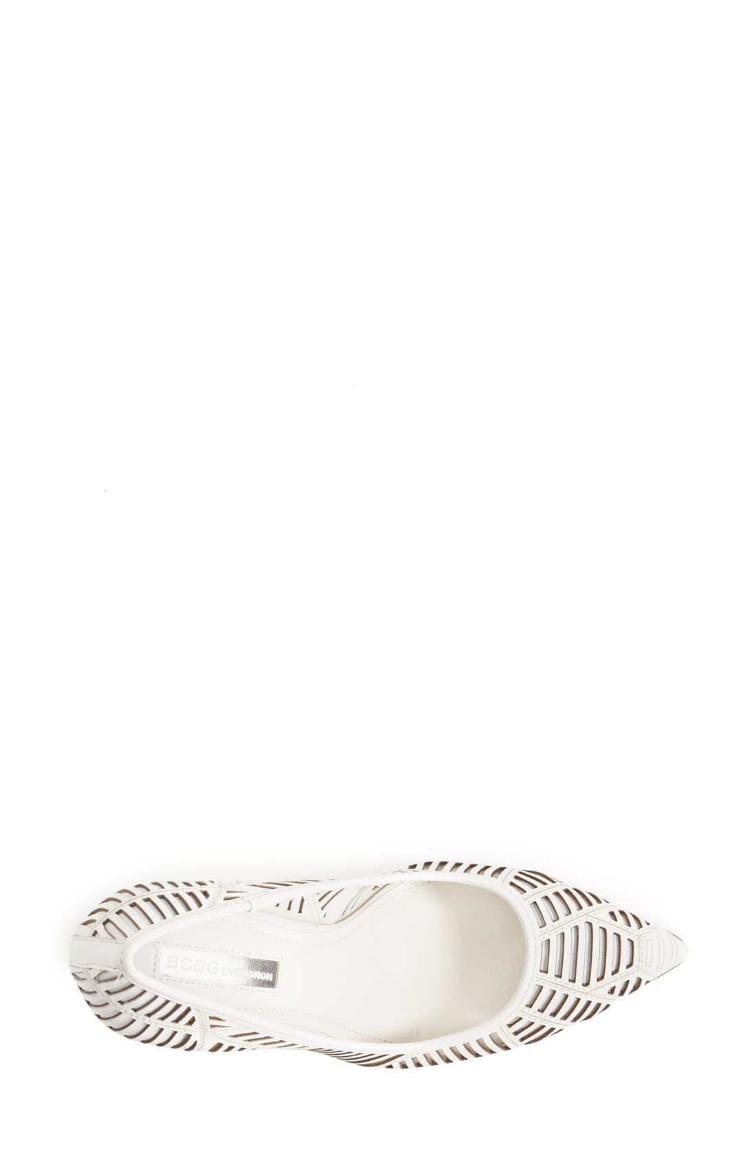 'Ovation' Laser Cut Pointy Toe Pump, Alternate, color, WHITE