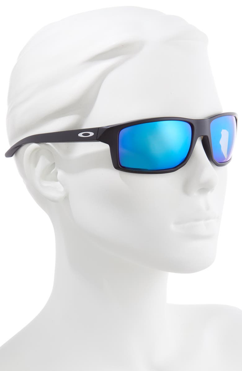 Oakley Gibston 61mm Polarized Wrap Sunglasses, Alternate, color, Matte Black/ Prizm Sapphire